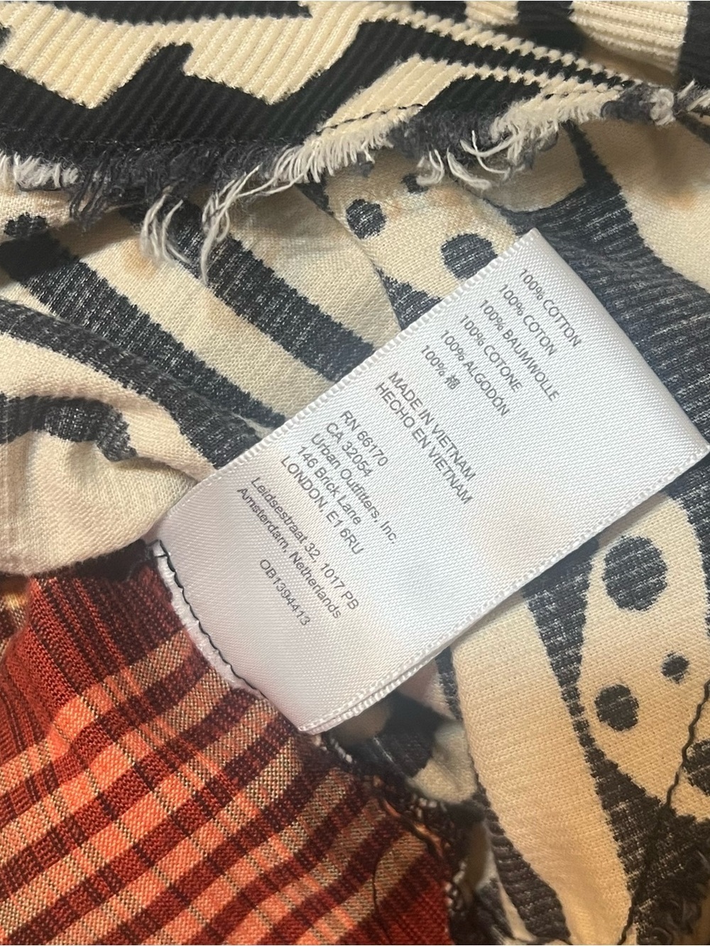 BDG mushroom Striped Graphic Button-Up Shirt natural boho prairie boxy geometric - Picture 9 of 10